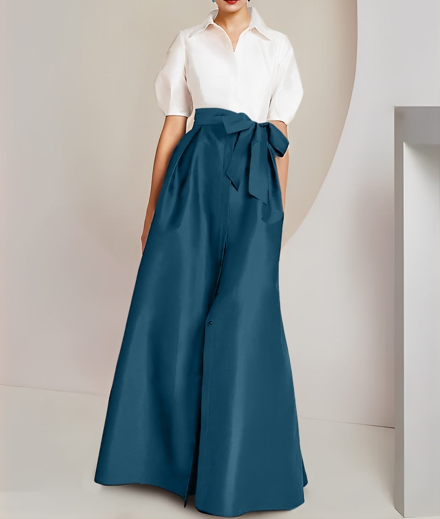 A-Line/Princess Shirt Collar Short Sleeves 2 pieces Mother Of The Bride Dresses