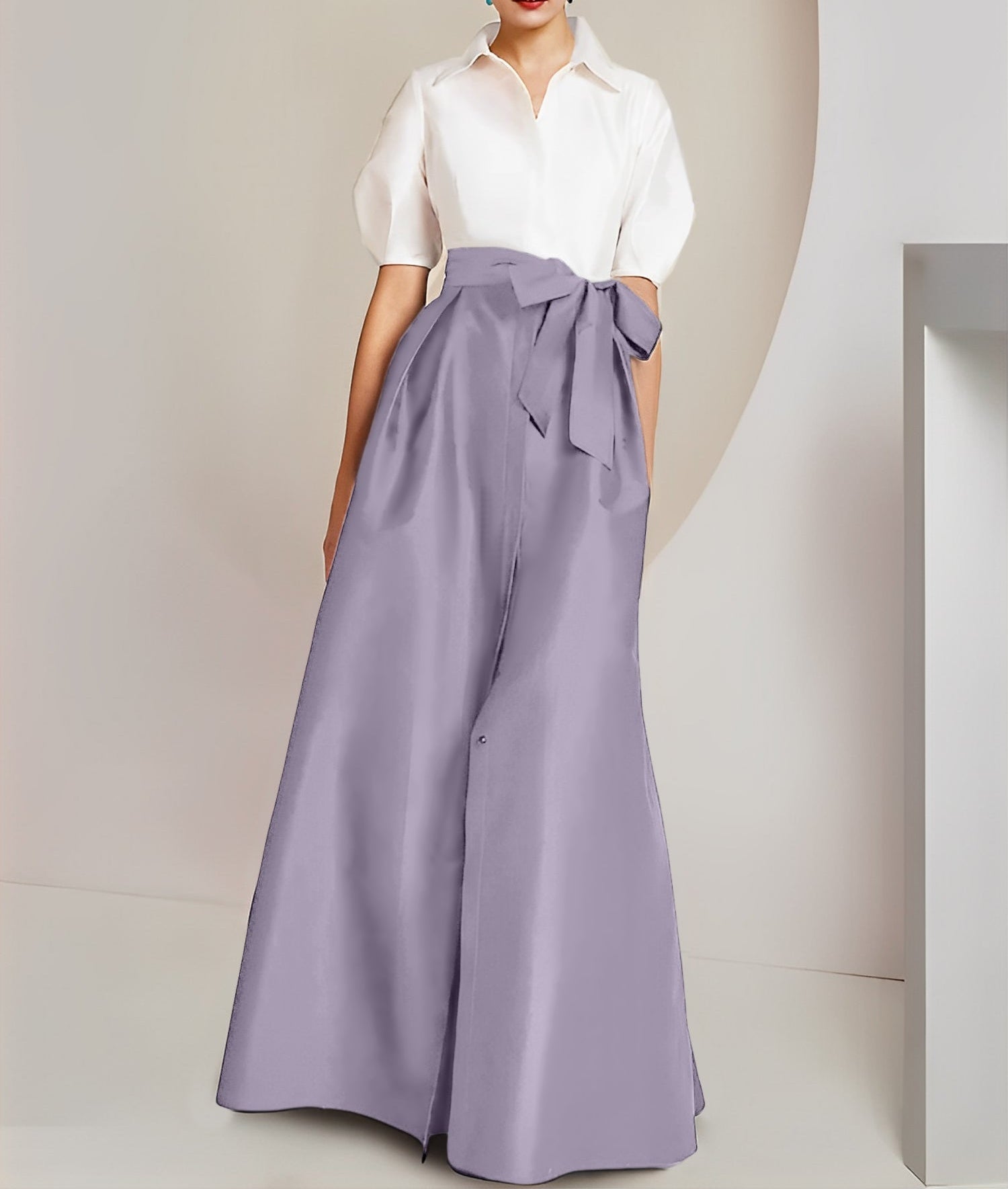 A-Line/Princess Shirt Collar Short Sleeves 2 pieces Mother Of The Bride Dresses