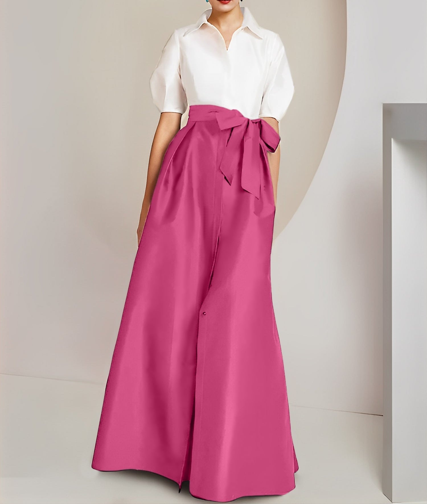 A-Line/Princess Shirt Collar Short Sleeves 2 pieces Mother Of The Bride Dresses