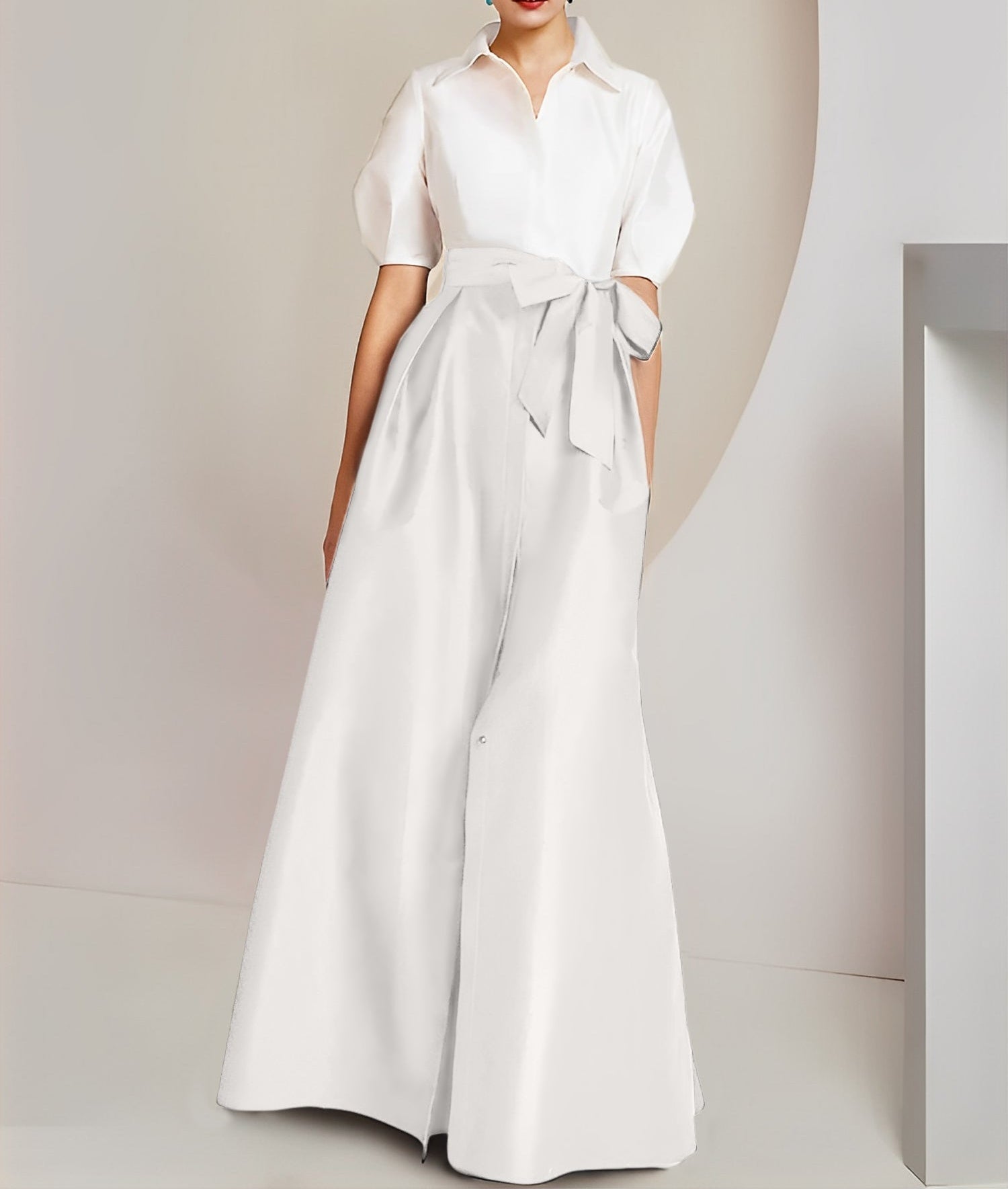 A-Line/Princess Shirt Collar Short Sleeves 2 pieces Mother Of The Bride Dresses