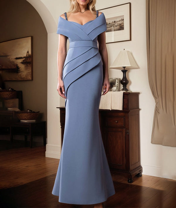 Trumpet/Mermaid Spaghetti Straps Floor Length Stretch Crepe Mother Of The Bride Dress