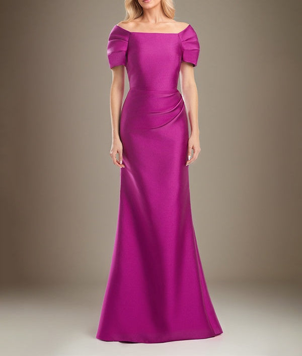 Trumpet/Mermaid Short Sleeves Floor Length Satin Mother Of The Bride Dress