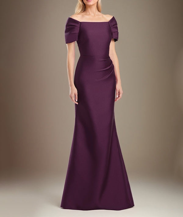 Trumpet/Mermaid Short Sleeves Floor Length Satin Mother Of The Bride Dress