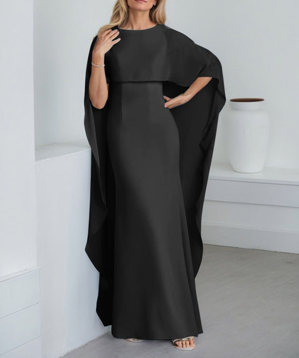 Sheath Scoop Floor-Length Chiffon Mother of the Bride Dress With Cascading Ruffles
