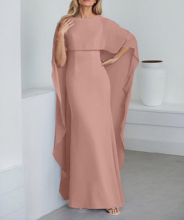 Sheath Scoop Floor-Length Chiffon Mother of the Bride Dress With Cascading Ruffles