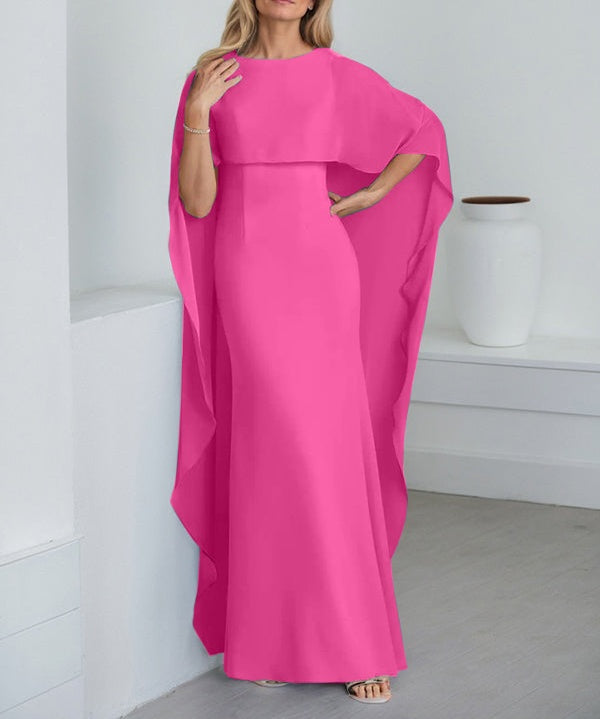 Sheath Scoop Floor-Length Chiffon Mother of the Bride Dress With Cascading Ruffles