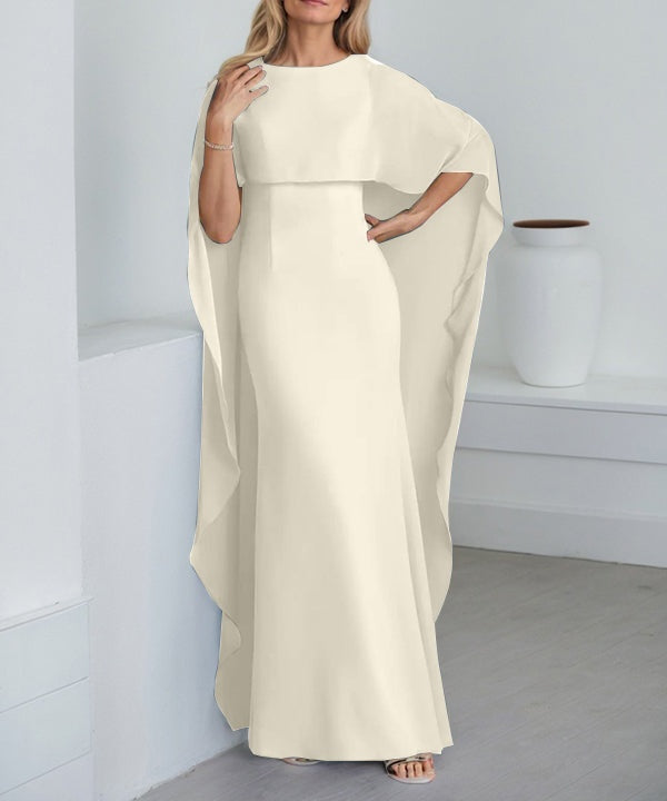 Sheath Scoop Floor-Length Chiffon Mother of the Bride Dress With Cascading Ruffles