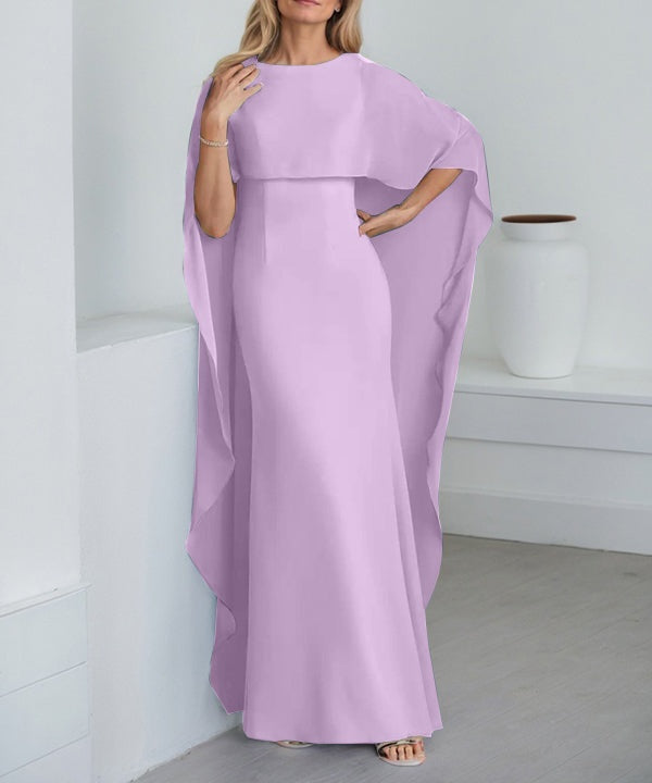 Sheath Scoop Floor-Length Chiffon Mother of the Bride Dress With Cascading Ruffles