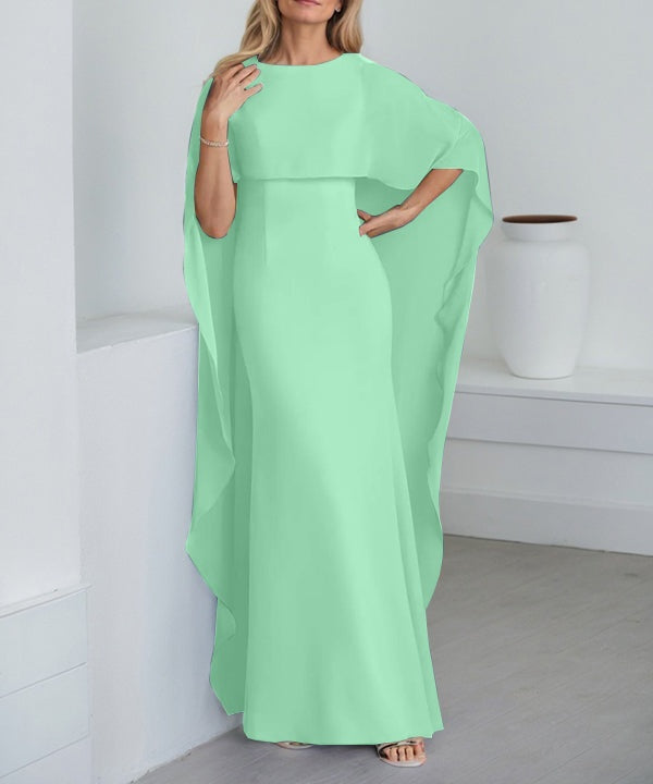Sheath Scoop Floor-Length Chiffon Mother of the Bride Dress With Cascading Ruffles