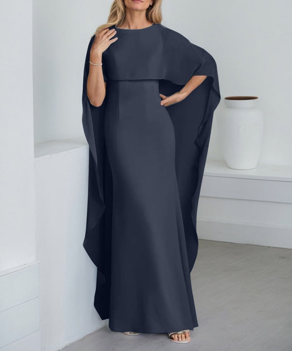 Sheath Scoop Floor-Length Chiffon Mother of the Bride Dress With Cascading Ruffles