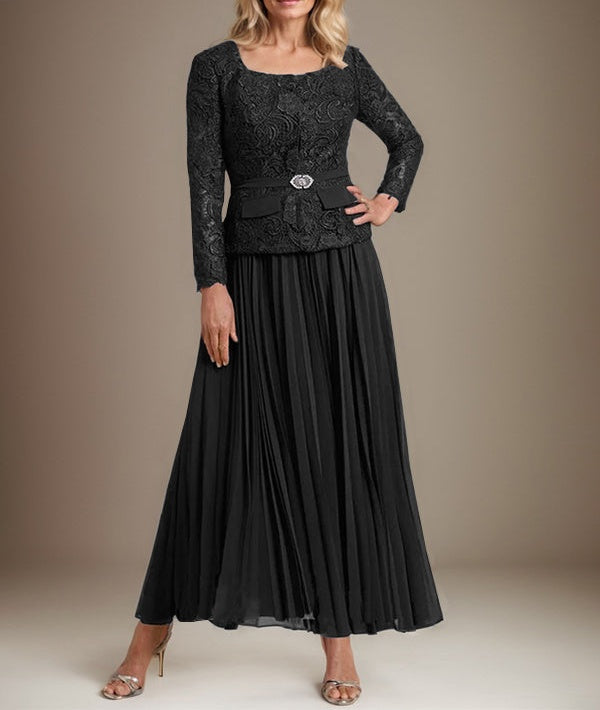 A-line Square Ankle-Length Chiffon Mother of the Bride Dress With Pleated