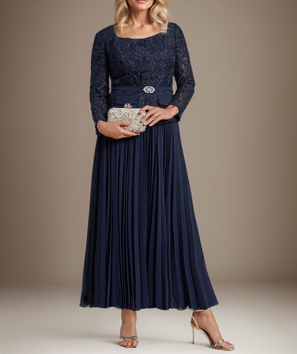 A-line Square Ankle-Length Chiffon Mother of the Bride Dress With Pleated