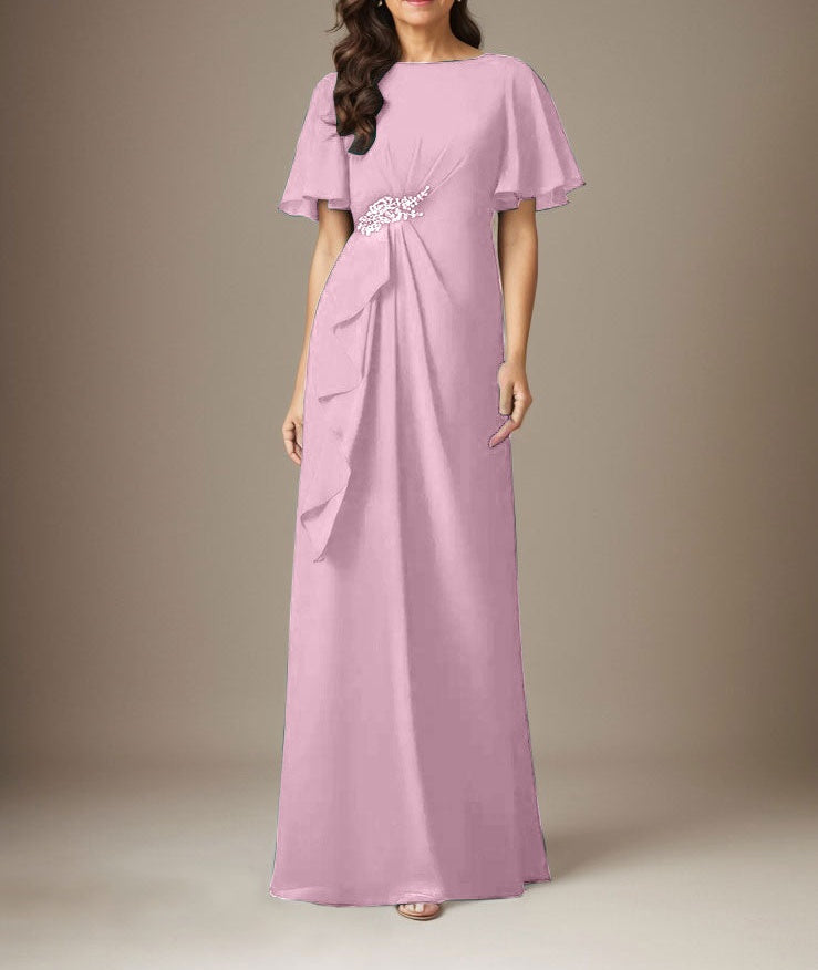 Dark Navy Sheath Beaded Chiffon Dress