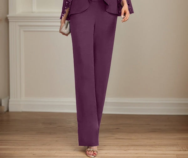 Separates Jumpsuit/Pantsuit V-Neck Floor-Length Chiffon Mother of the Bride Dress