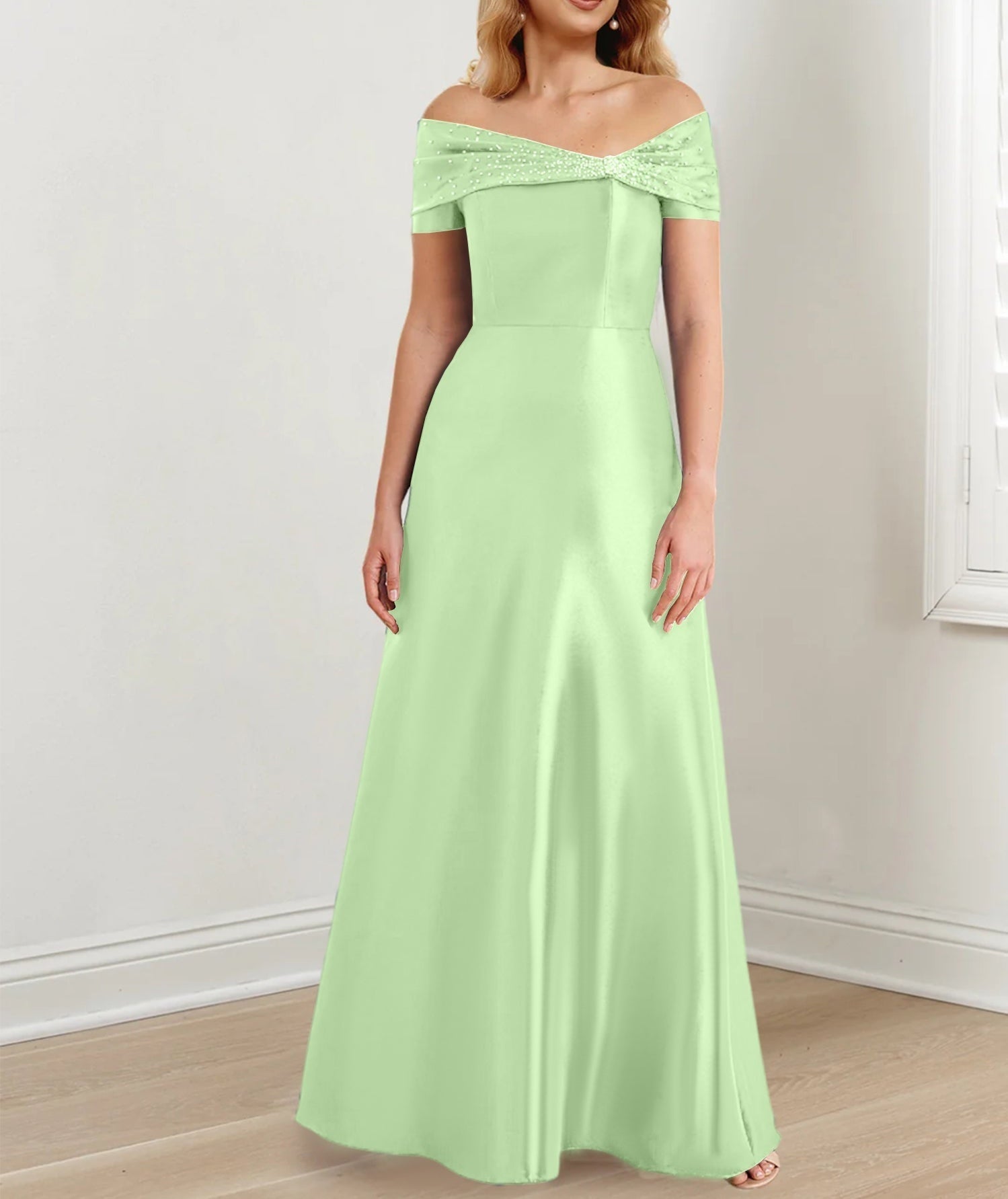 A-Line/Princess Off-the-Shoulder Floor-Length Mother of the Bride Dresses