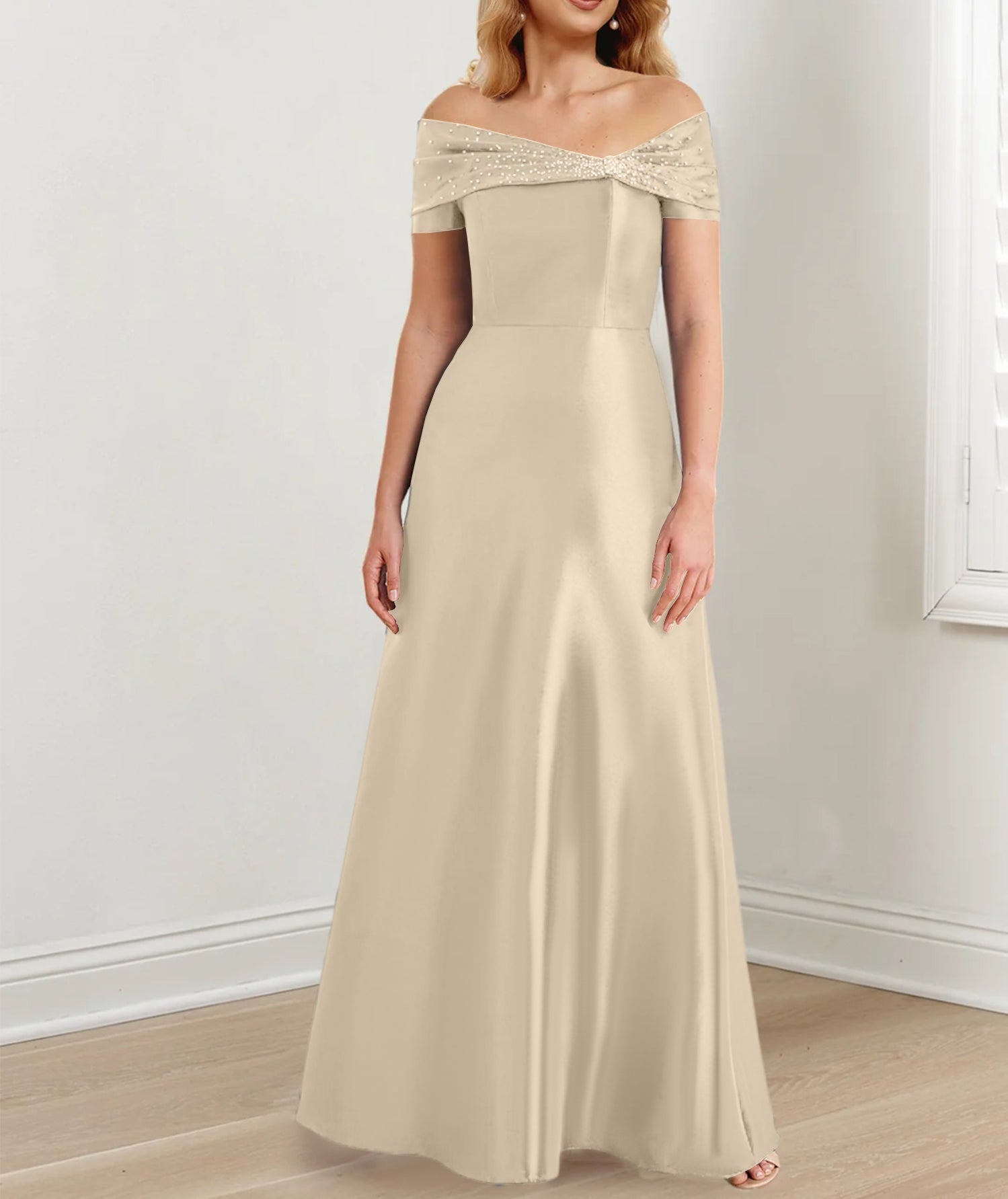 A-Line/Princess Off-the-Shoulder Floor-Length Mother of the Bride Dresses