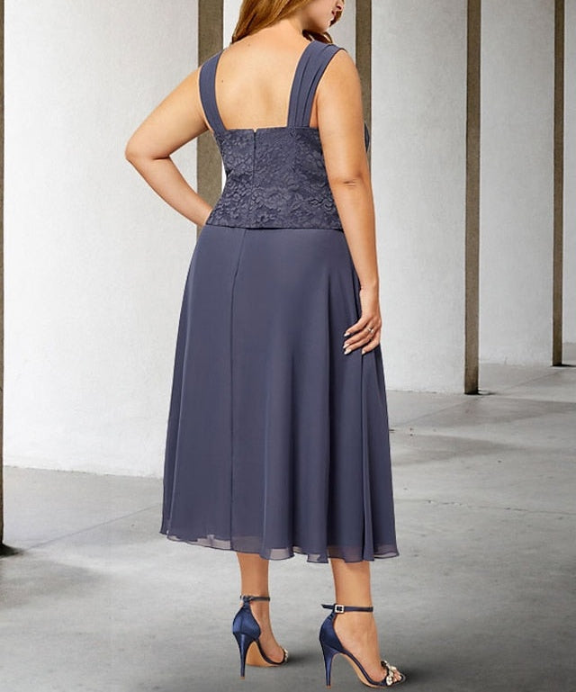 A-Line/Princess Spaghetti Straps Tea-Length Mother of the Bride Dresses