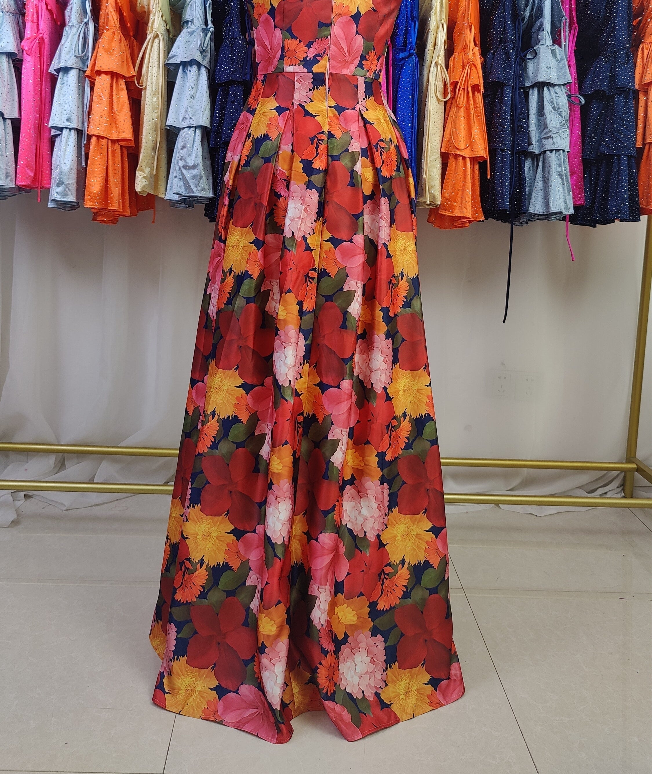 A-line V-Neck Floral Mother of the Bride Dress
