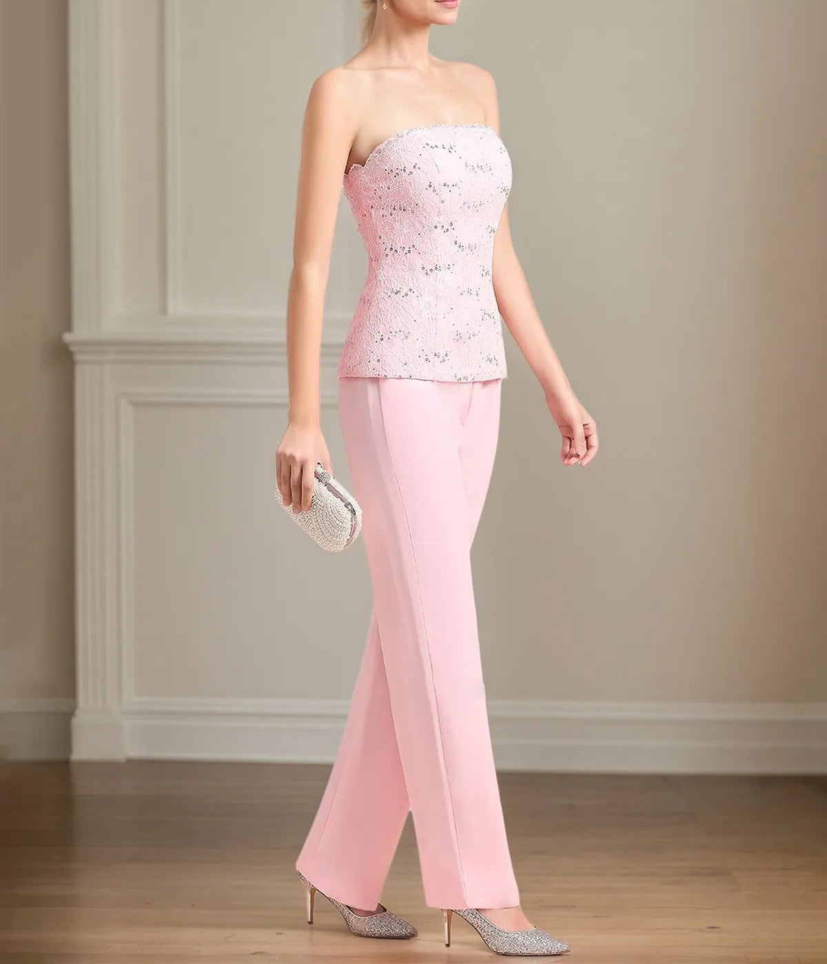 Chiffon Off The Shoulder Sleeveless Floor Length Mother of the Bride Pantsuits With Appliques