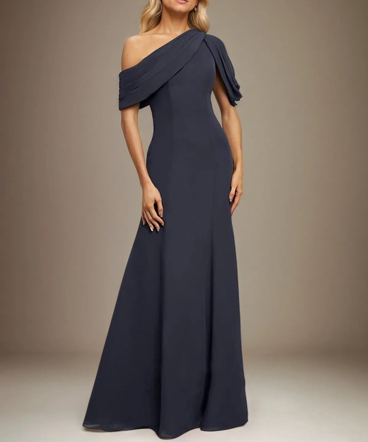 Trumpet/Mermaid One Shoulder Floor-Length Chiffon Dress With Pleated