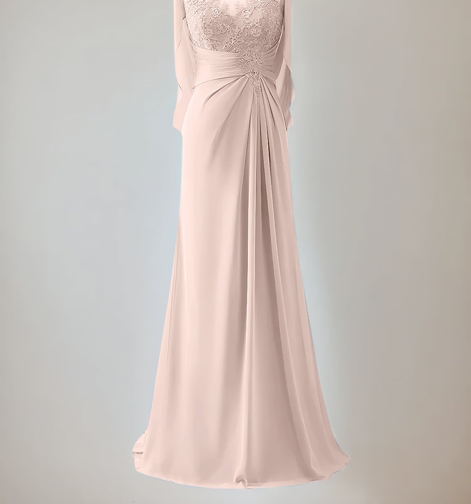 Trumpet/Mermaid Scoop Neck 1/2 Sleeve Chiffon Mother of the Bride Dress With Beadings