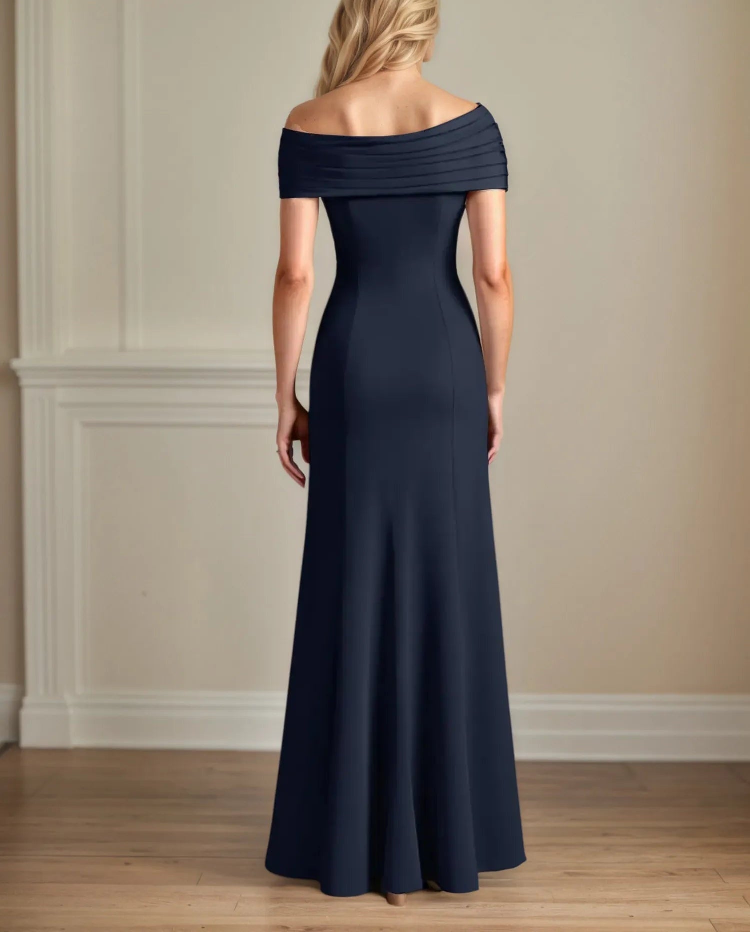 Trumpet/Mermaid Boat Neck Cap Sleeves Stretch Crepe Mother of the Bride Dress