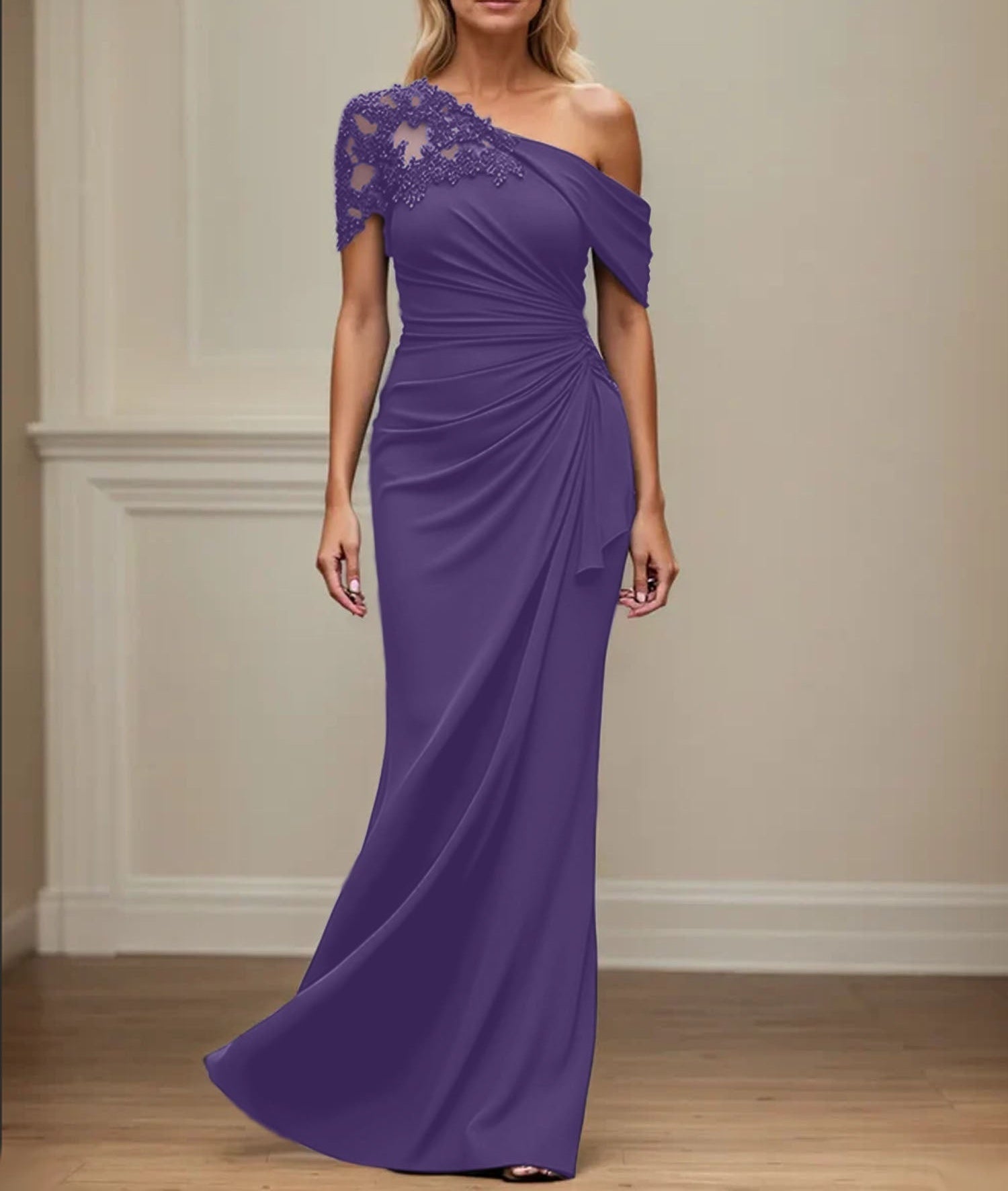 Trumpet/Mermaid Asymmetrical Mother of the Bride Dress with Appliques
