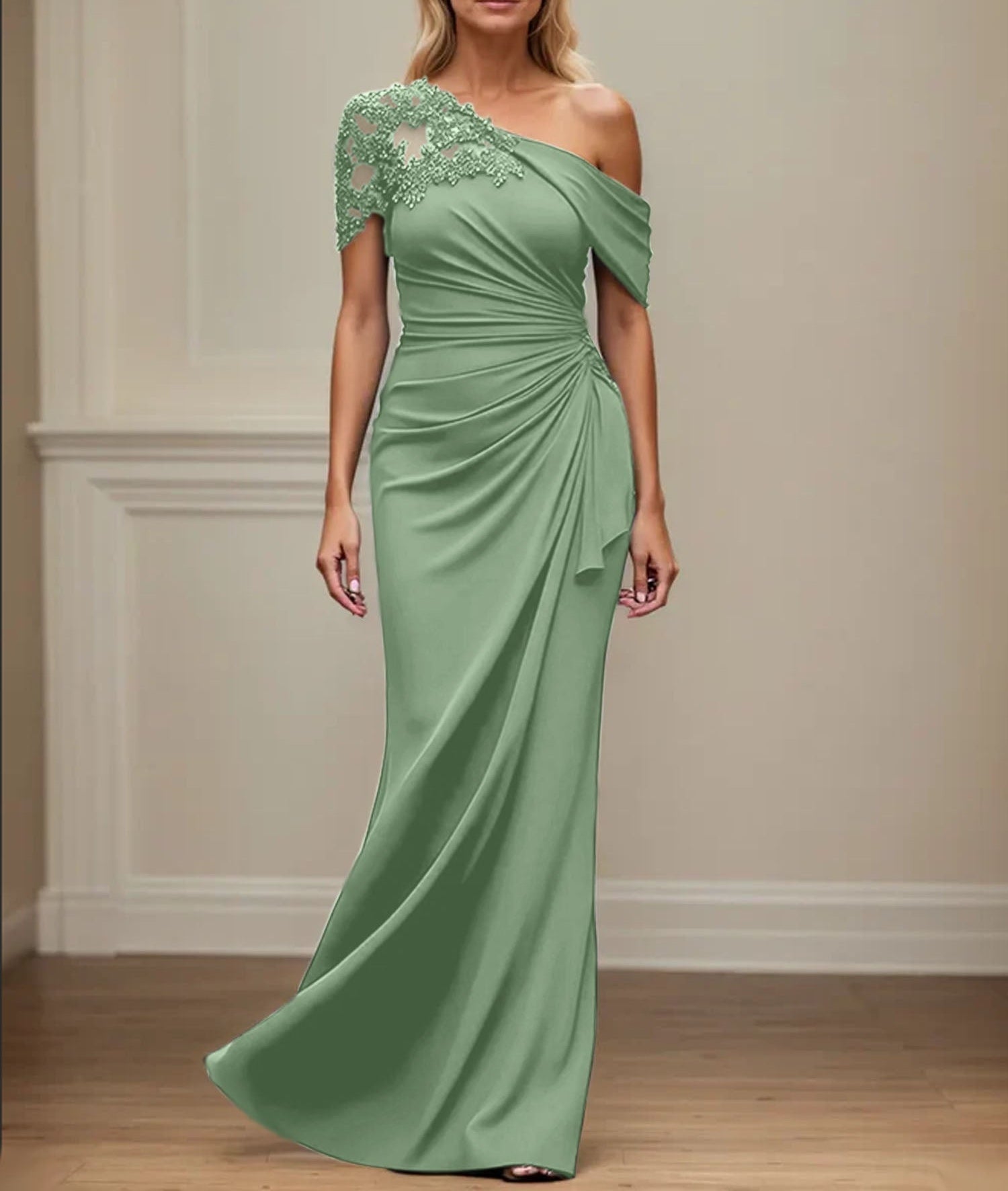 Trumpet/Mermaid Asymmetrical Mother of the Bride Dress with Appliques