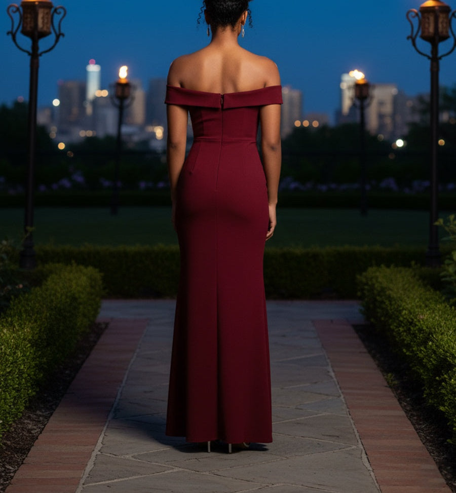Mermaid Satin Ruffles Maxi Mother of the Bride Dress with Slit