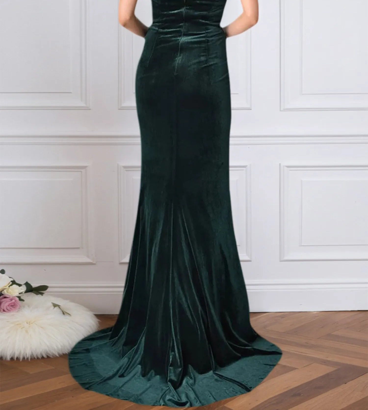 Trumpet/Mermaid Off The Shoulder Floor-Length Velvet Evening Dress