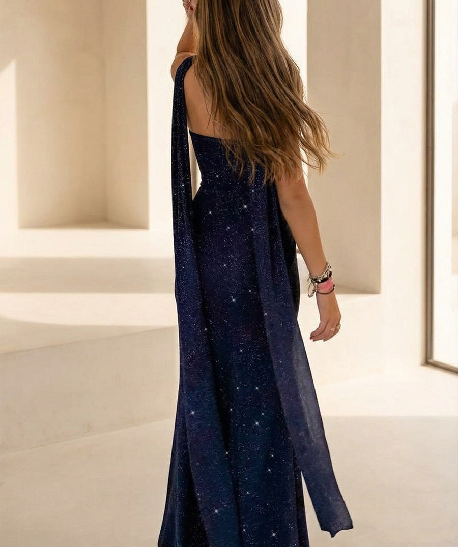 Strapless Scarf Sequin Ruched Prom Dresses Evening Mermaid Bodycon Sparkly