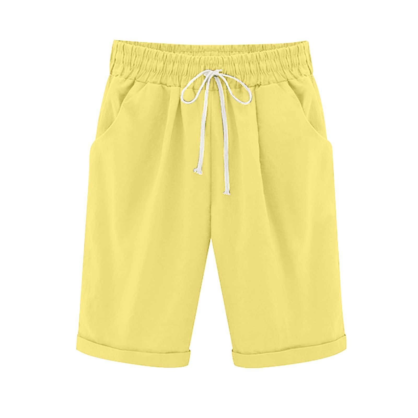 Ocevara Ocevara - Women's Elastic Waist Knee Length Casual Cotton Bermuda Shorts with Drawstring - image 17