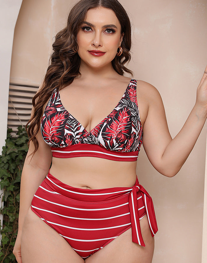 Ocevara Printed Stripe Plus Size Bikini - image 10