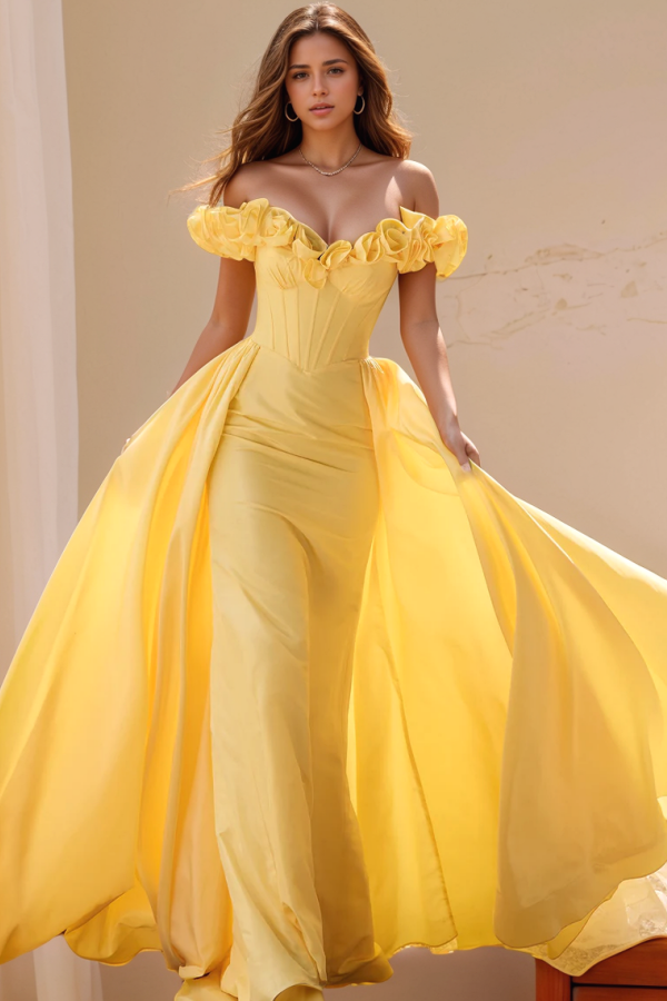 Gorgeous Sheath Off Shoulder Sleeveless Ruched Pleated Back Zipper Prom Dresses Dress Evening Party Gown with Train