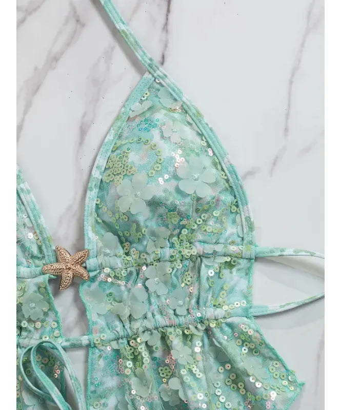 Floral Print Halter Bikini Set