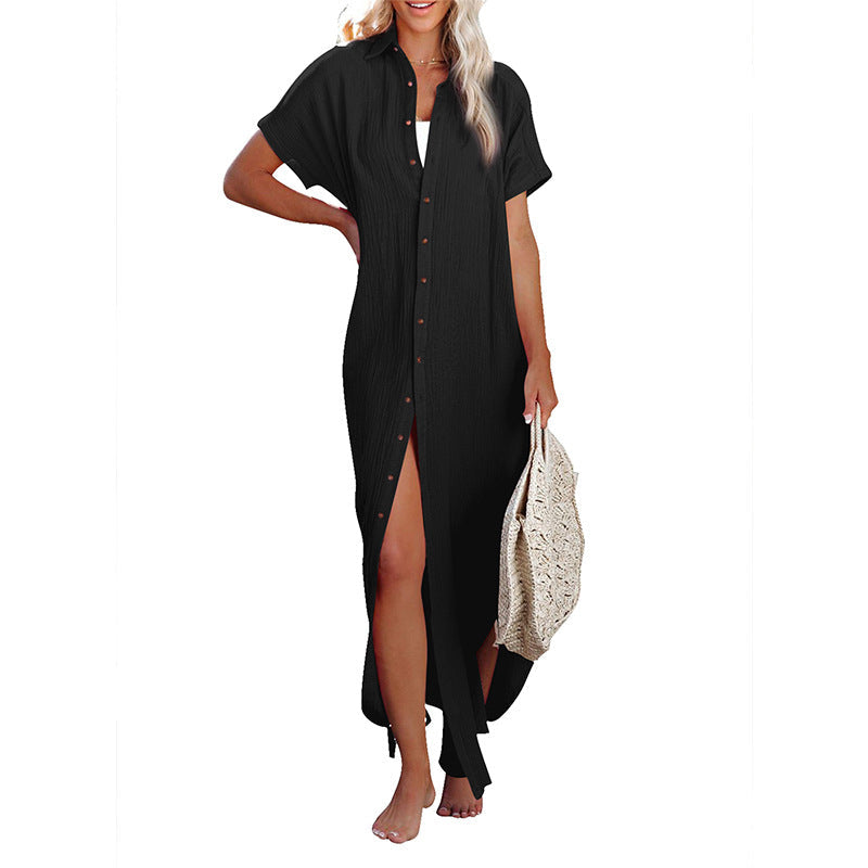 Ocevara Ocevara - White Solid Color Long Sun-proof Cardigan Cover Up - image 47