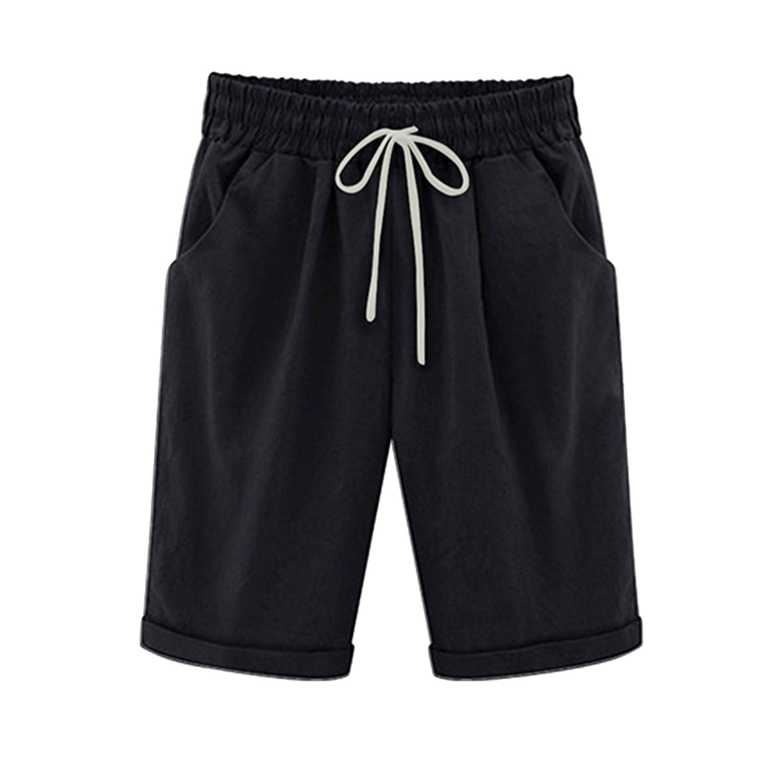 Ocevara Ocevara - Women's Elastic Waist Knee Length Casual Cotton Bermuda Shorts with Drawstring - image 5