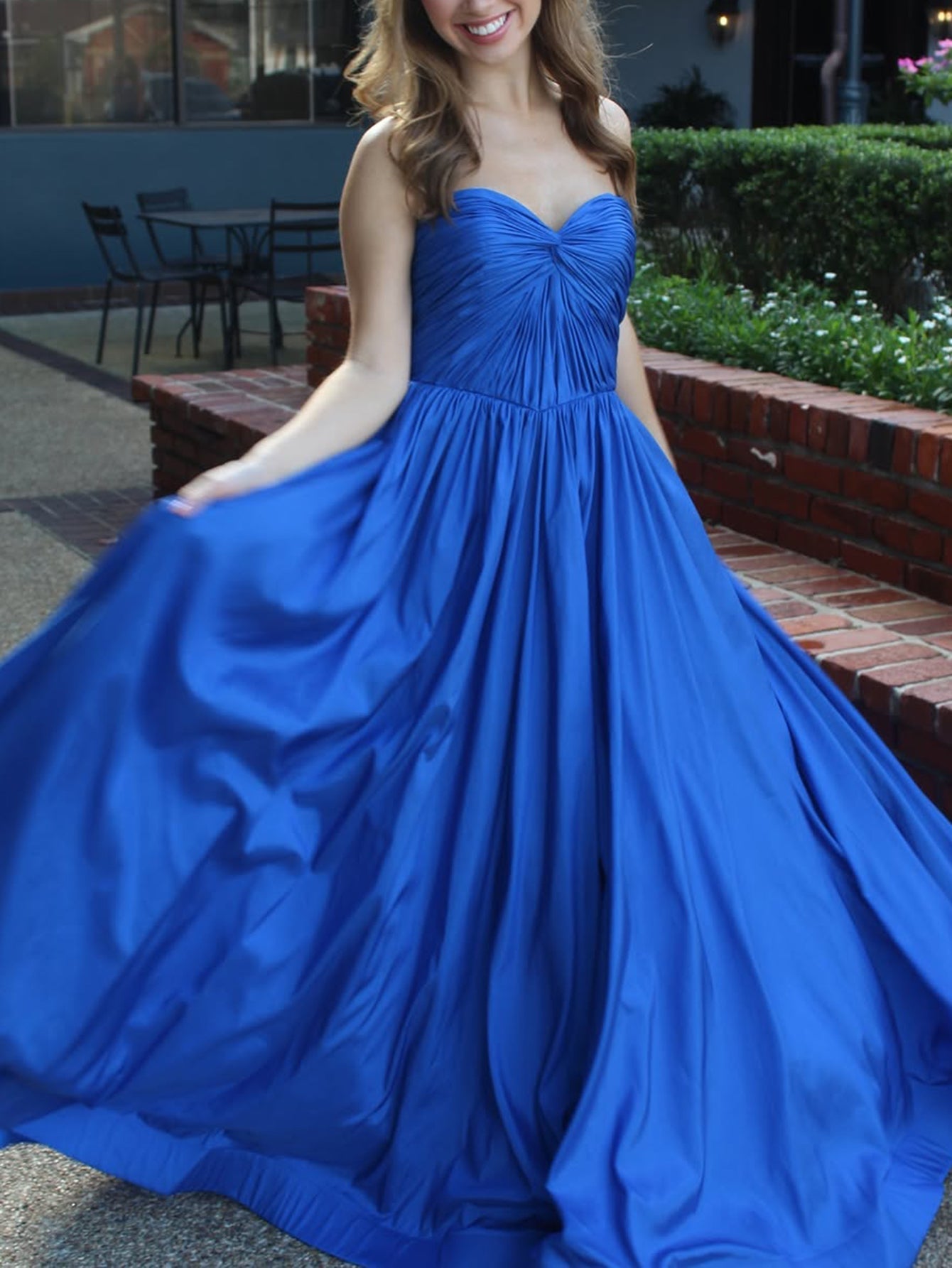 Strapless Satin Pleats Prom Dress With Spilt - Grape