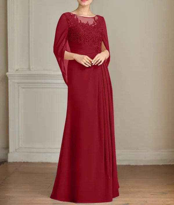 A-Line/Princess Scoop Floor-Length Mother of the Bride Dresses with Pleated & Sequins