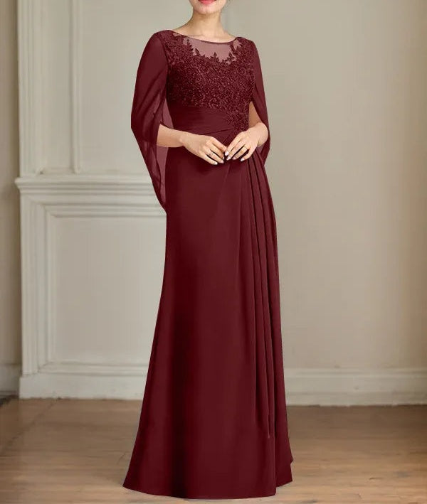 A-Line/Princess Scoop Floor-Length Mother of the Bride Dresses with Pleated & Sequins