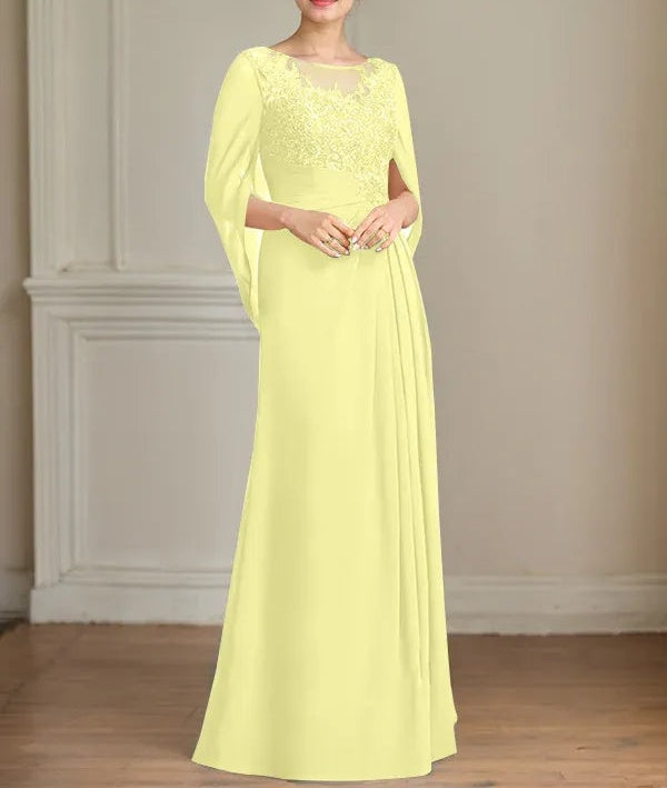 A-Line/Princess Scoop Floor-Length Mother of the Bride Dresses with Pleated & Sequins