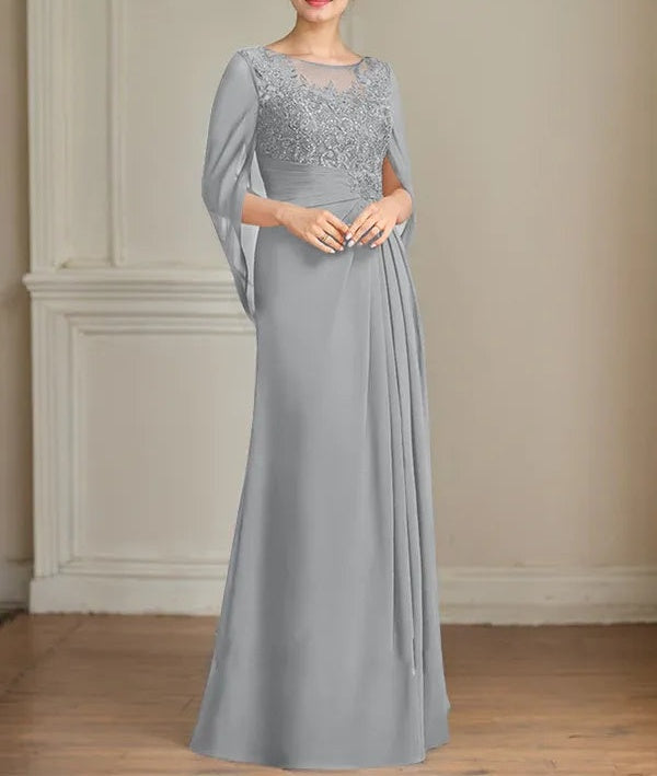 A-Line/Princess Scoop Floor-Length Mother of the Bride Dresses with Pleated & Sequins