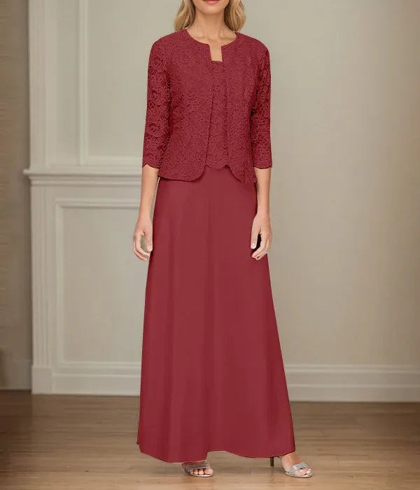 Glitter Lace & Satin Skirt Jacket Dress with Open Jacket
