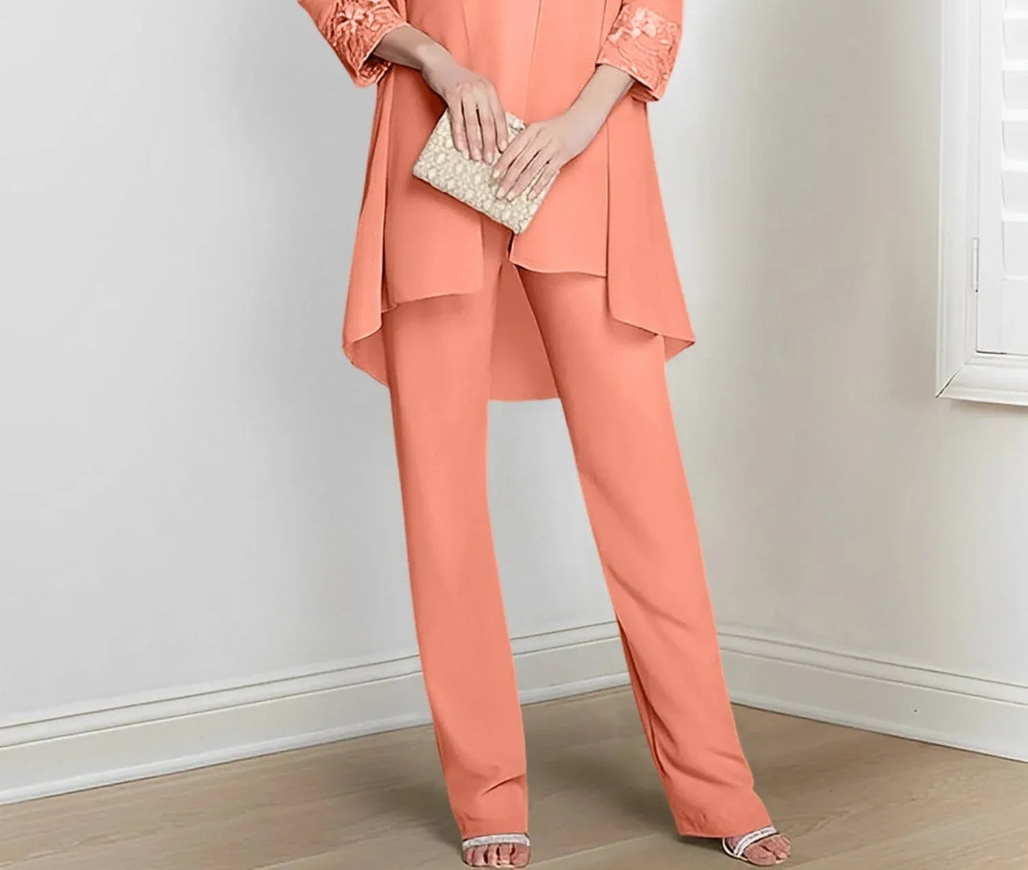 Chiffon Long Sleeves Mother Of The Bride Pantsuits With Jacket