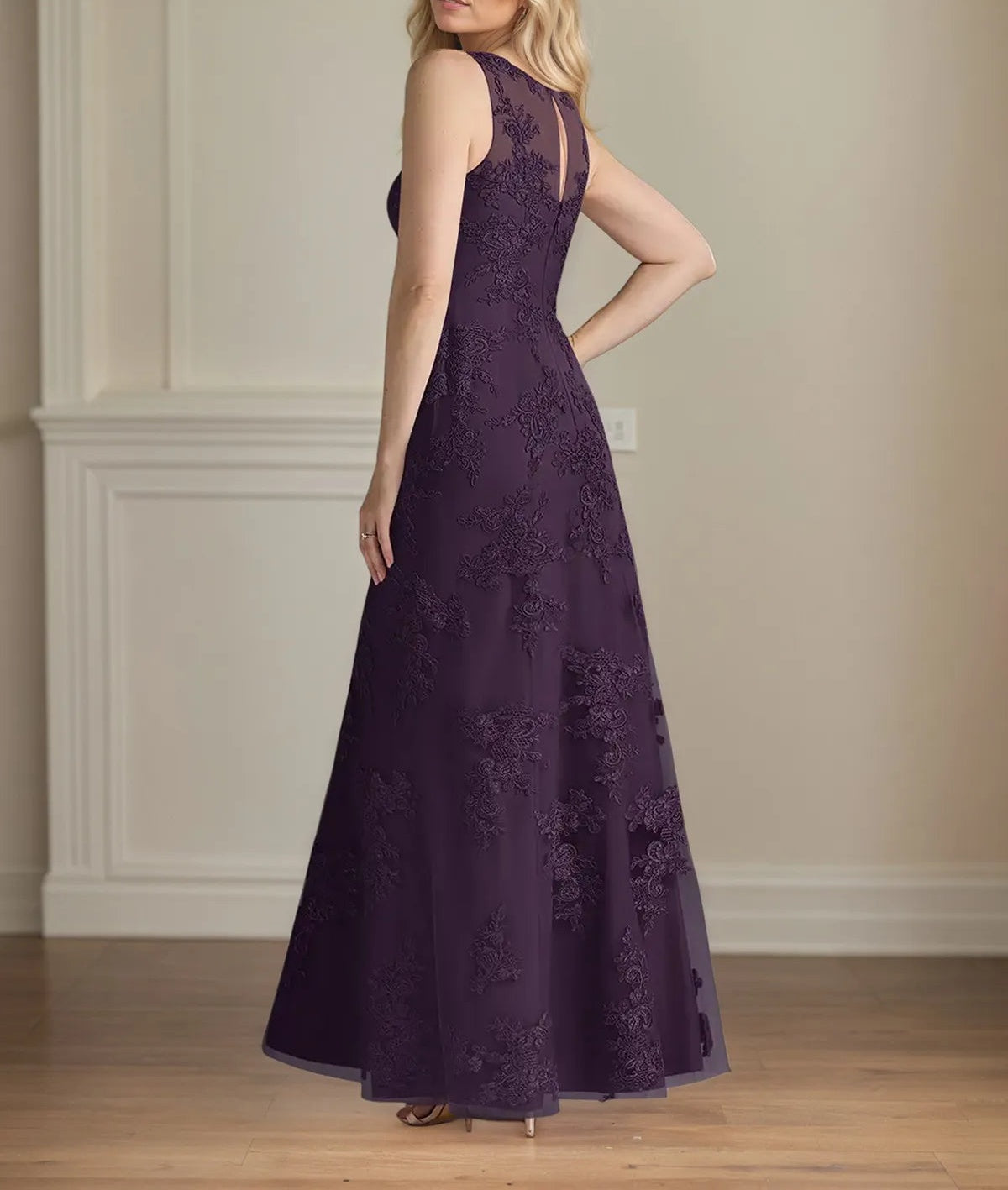 Trumpet/Mermaid Chiffon Scoop Neck Cape Sleeve Floor Length Dress