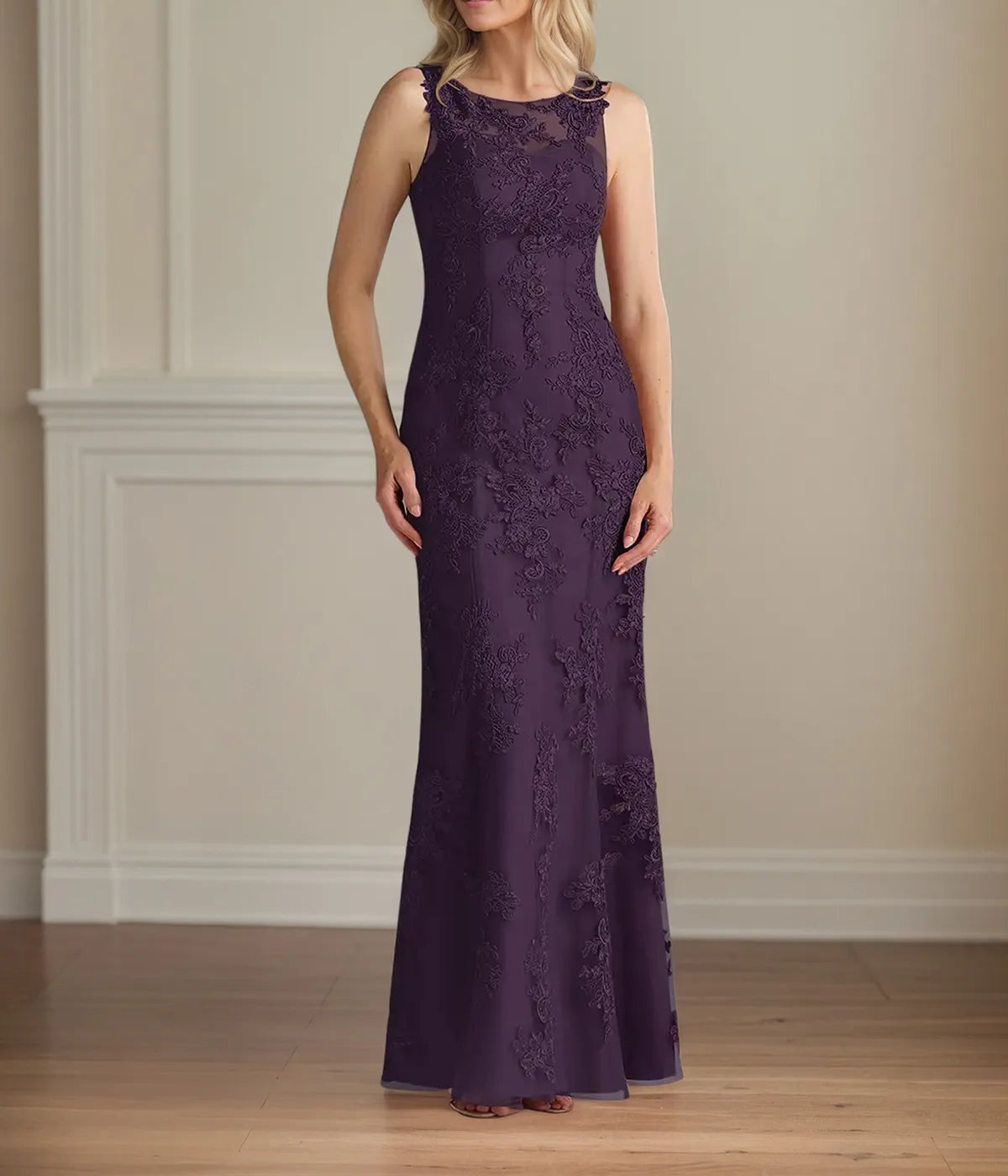 Trumpet/Mermaid Chiffon Scoop Neck Cape Sleeve Floor Length Dress