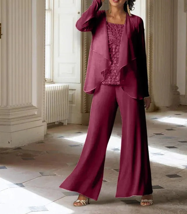 Chiffon Long Sleeves Mother of the Bride Pantsuits with Jacket