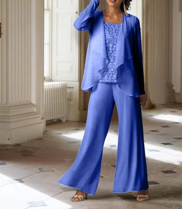 Chiffon Long Sleeves Mother of the Bride Pantsuits with Jacket