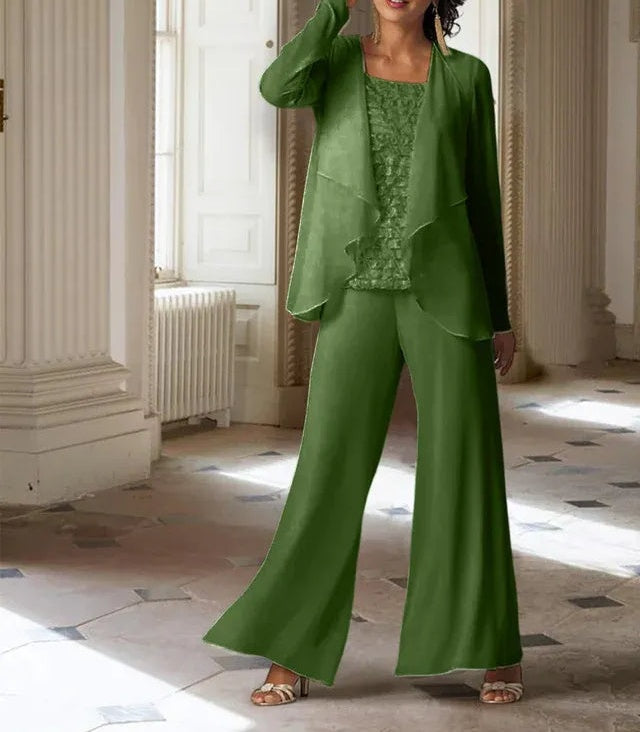 Chiffon Long Sleeves Mother of the Bride Pantsuits with Jacket