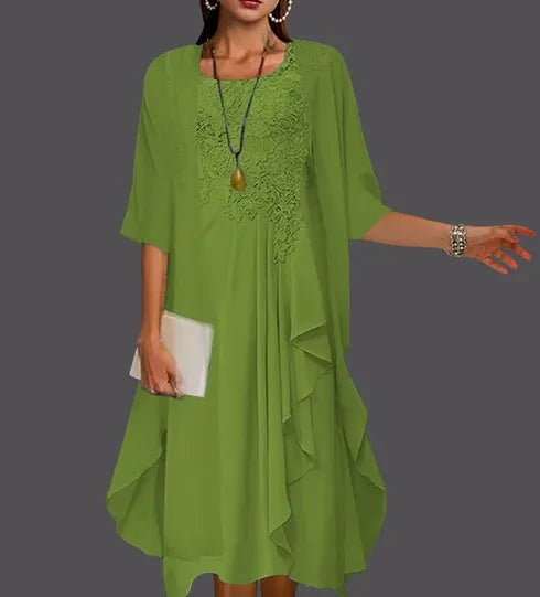 Two Piece A-Line Chiffon Lace Sleeveless Jacket Dresses with Pleats Appliques